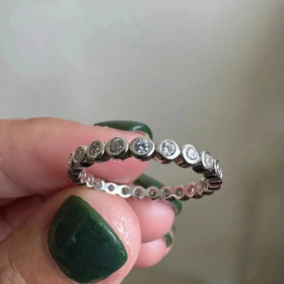 Pandora| Sterling Silver Soft Round Cut Stackable Ring - Picture 3 of 10